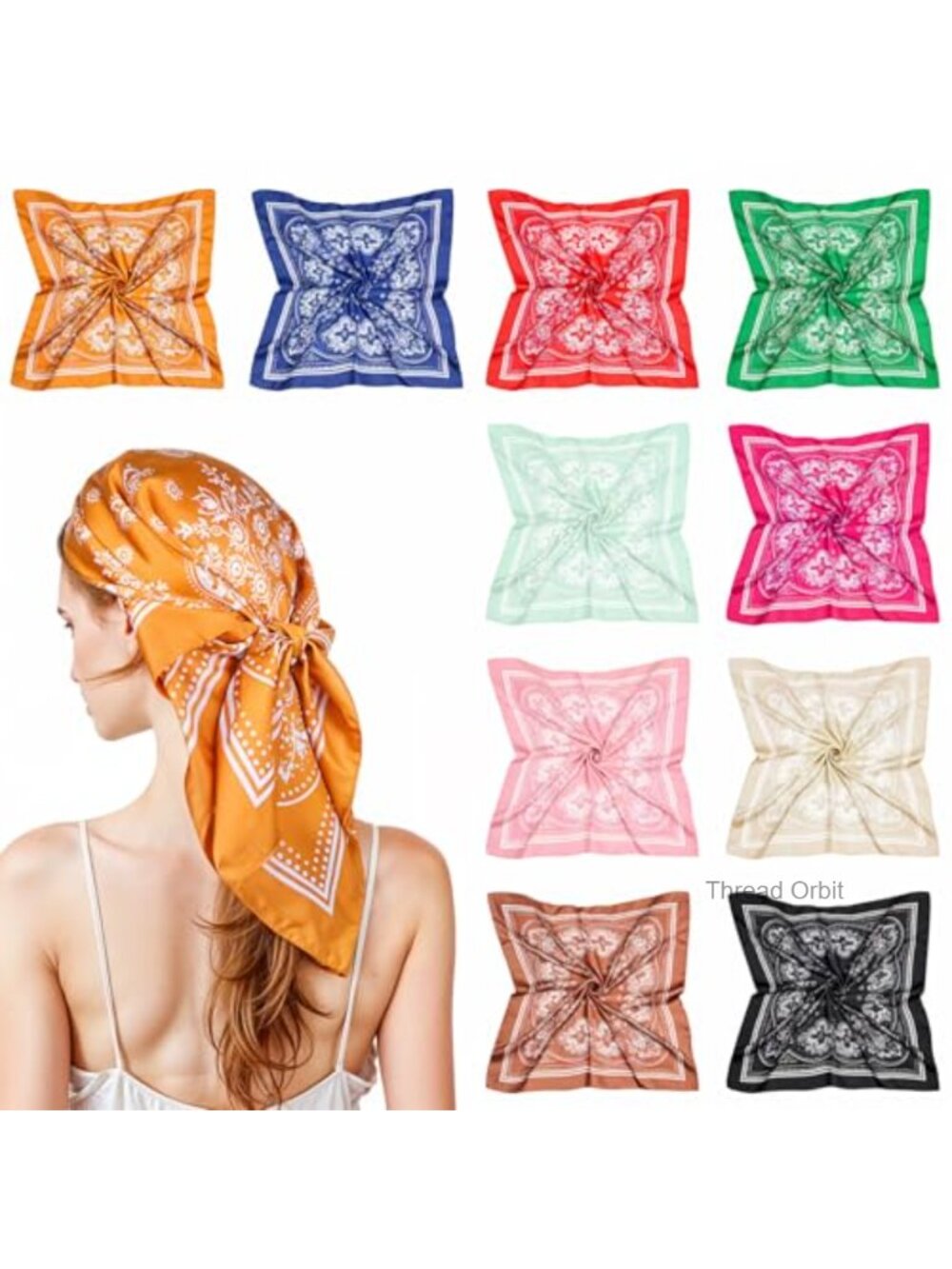 Satin Head Scarf Square Silk Bandana Hair Wrap Neck Scarf Women